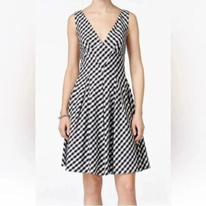 BETSEY JOHNSON | Gingham Check Fit & Flare Black / Ivory Dress Size 6 NWT
